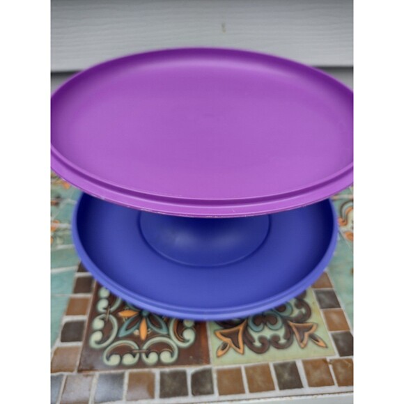 Vintage Tupperware Set Serve-It-All Pedestal Cake Pie Serving Stand - Picture 9 of 10